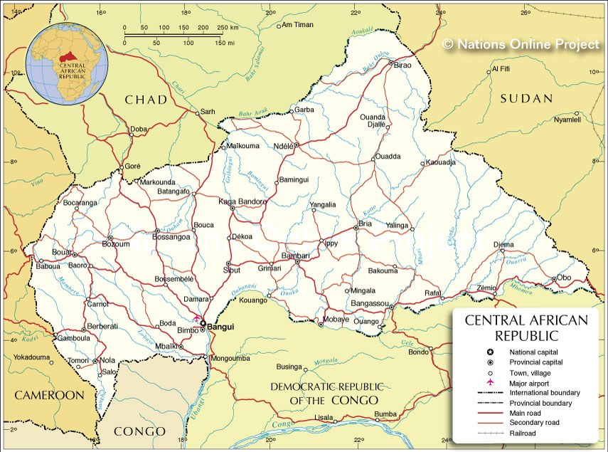 map of african countries with capitals. Map is showing Central African