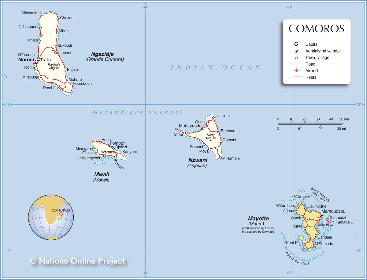 Political Map of Comoros