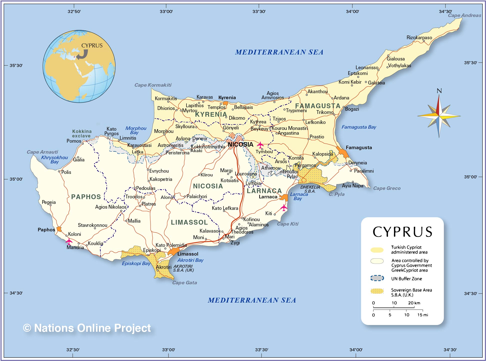 Political Map Of Cyprus Nations Online Project
