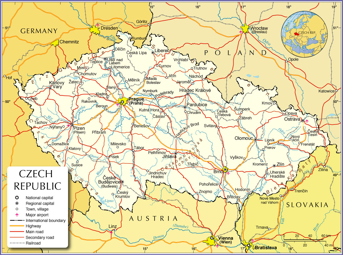 Map Of Europe Czech Republic