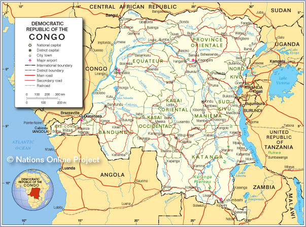 Political Map of Democratic Republic of the Congo