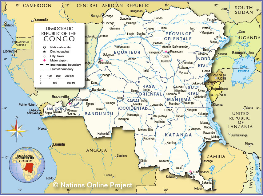 Political Map of Democratic Republic of the Congo