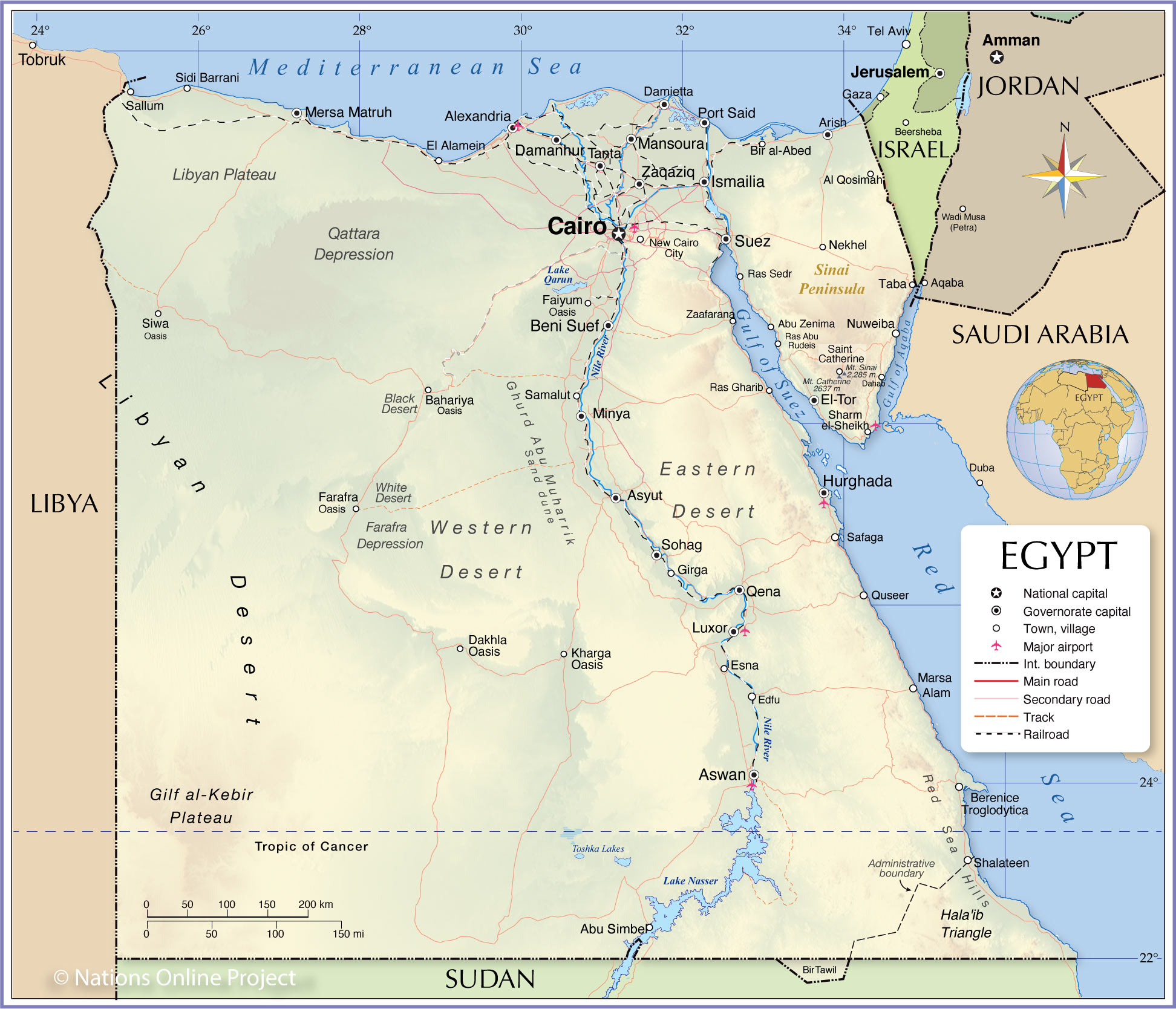 Roughly How Wide Is Egypt East To West Near Its Middle 5 Miles 50 