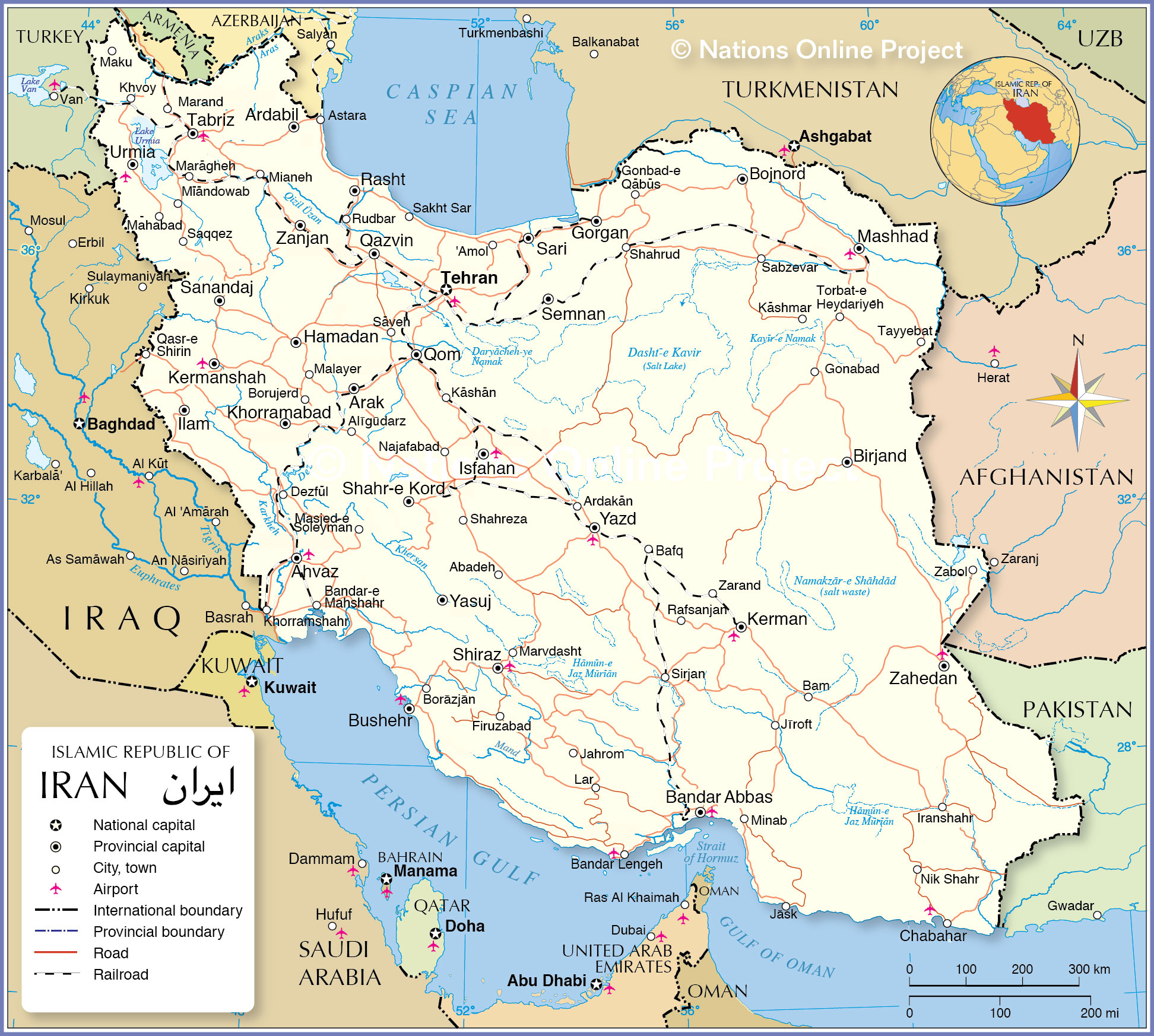Map Of Iran And Neighboring Countries Map Of Iran And Neighboring Countries