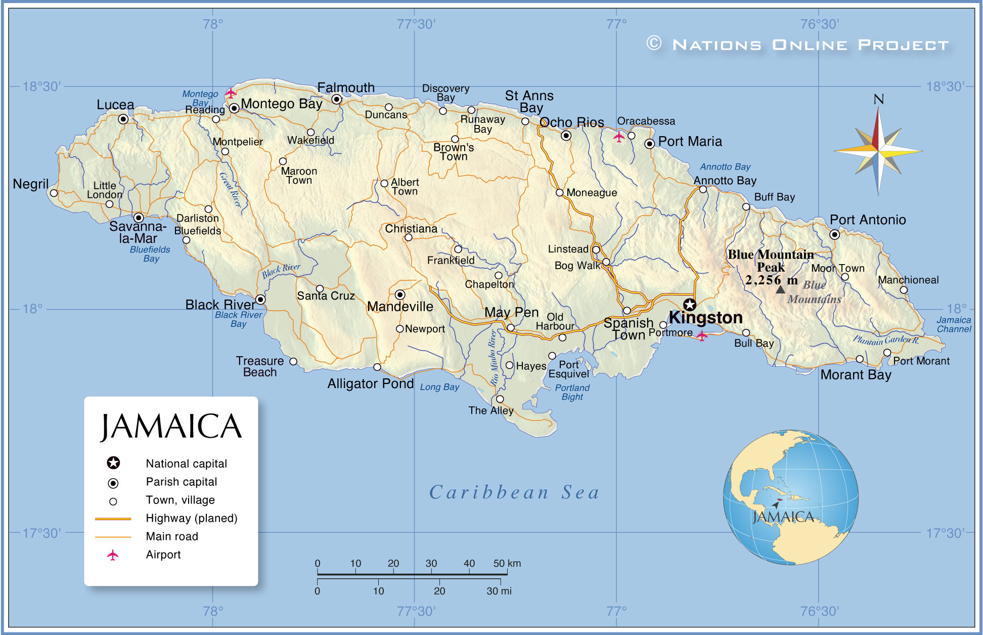 Political Map Of Jamaica Nations Online Project