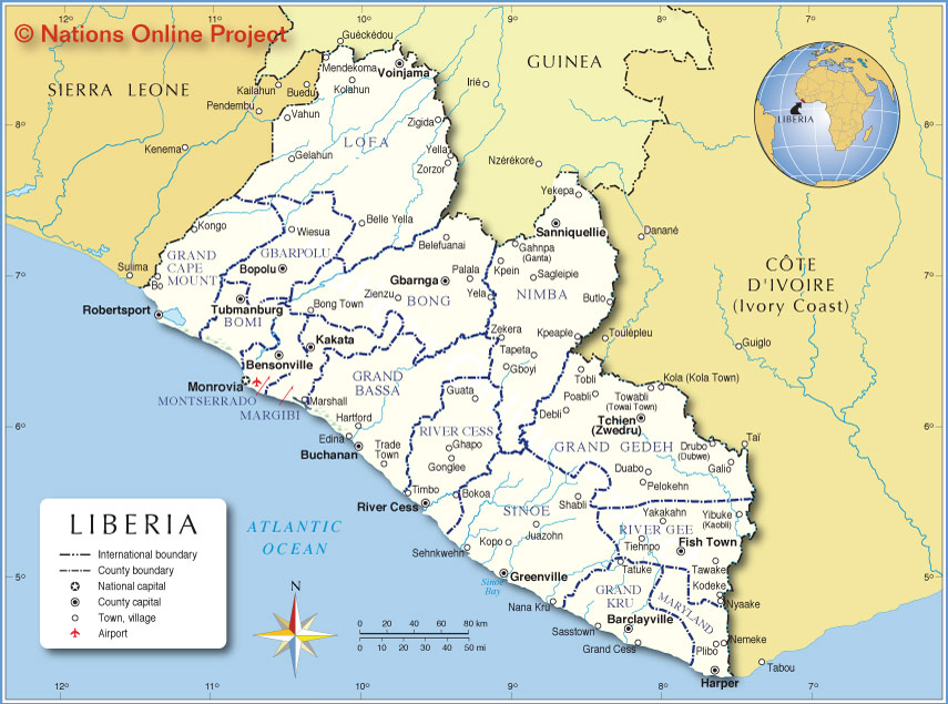 map of liberia. Administrative Map of Liberia