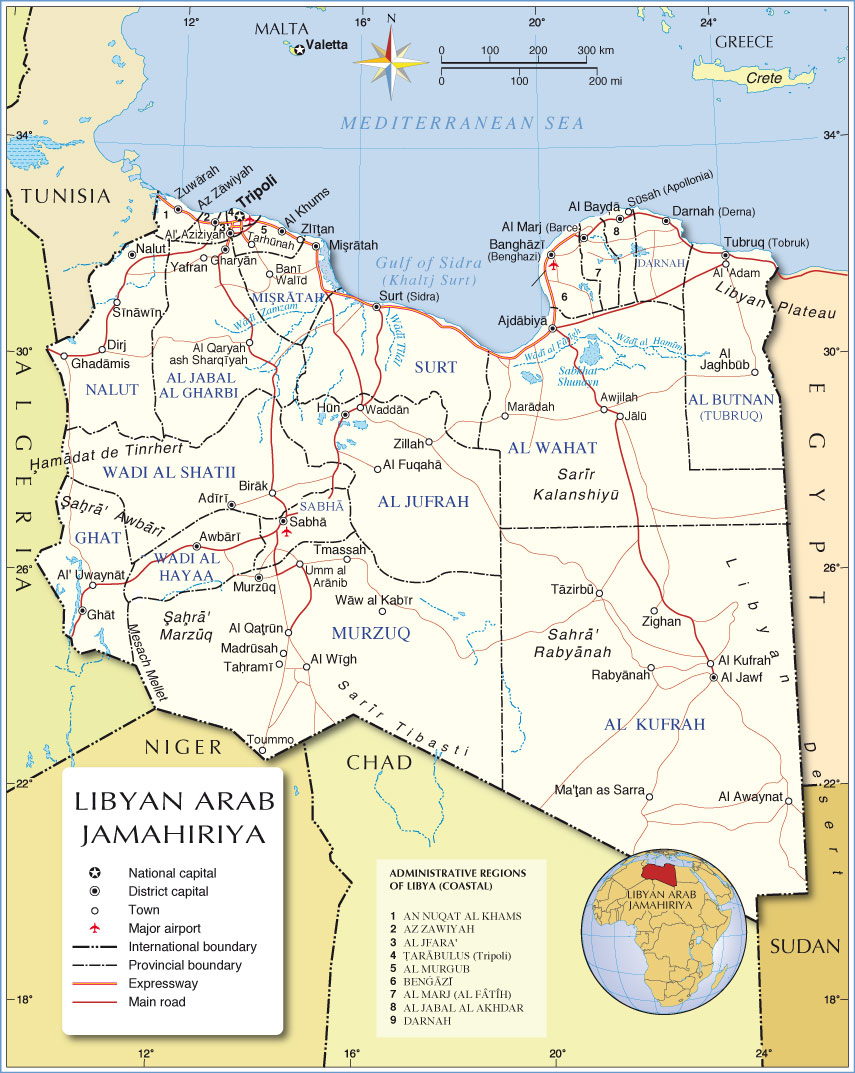 Administrative Map Of Libya Nations Online Project