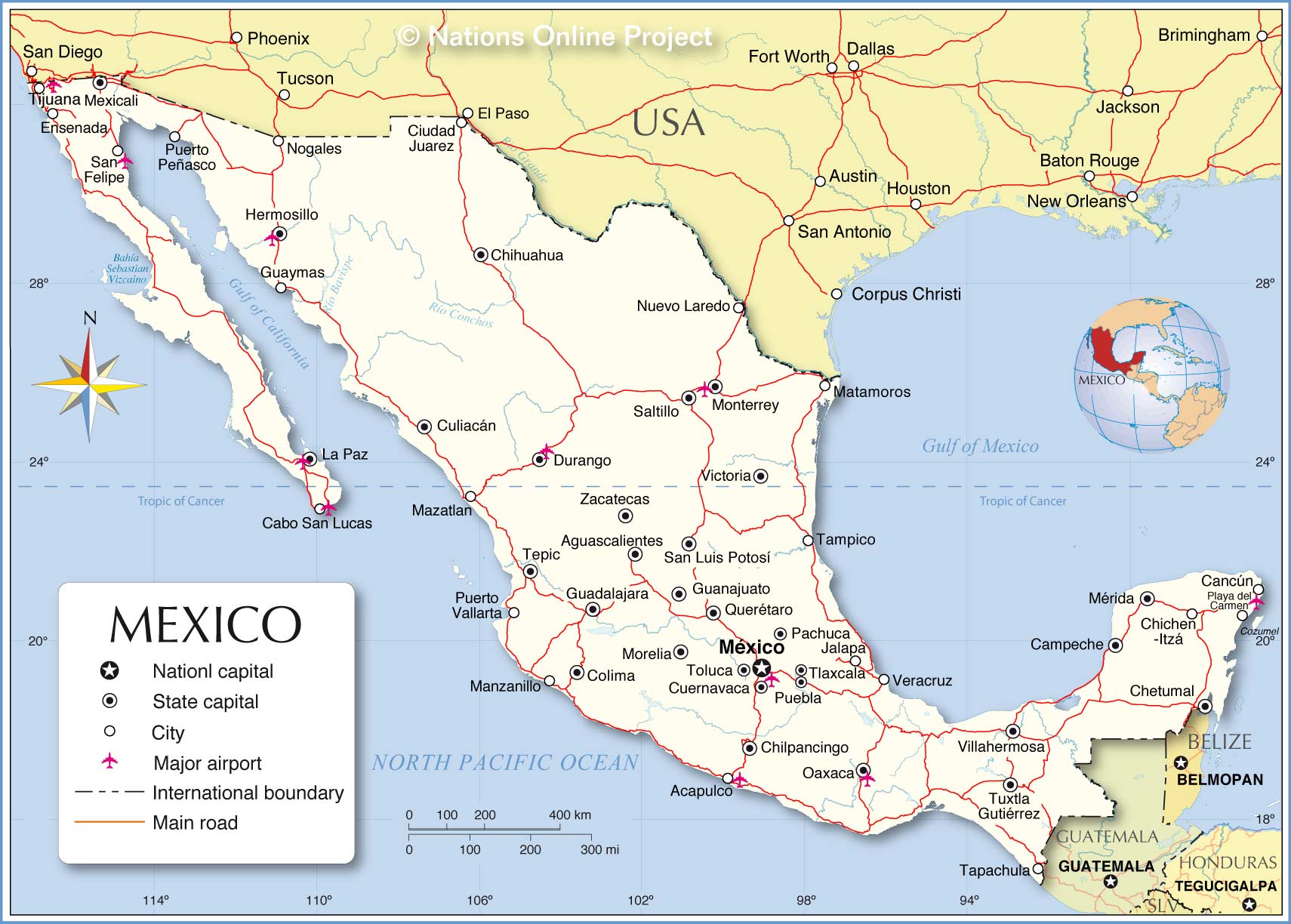 political map of mexico and central america. Political Map of Mexico
