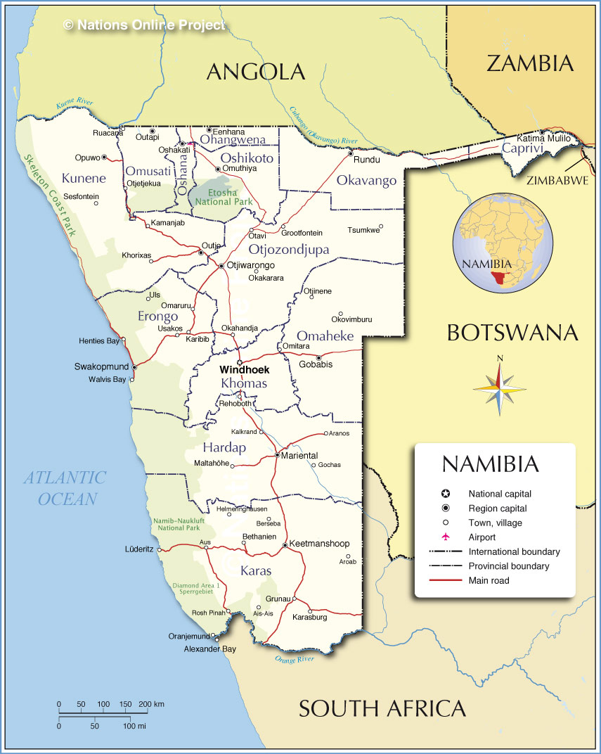 Administrative Map of Namibia