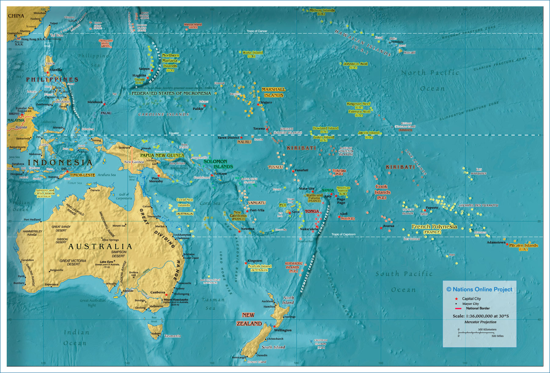 Political Map of Oceania/Australia - Nations Online Project