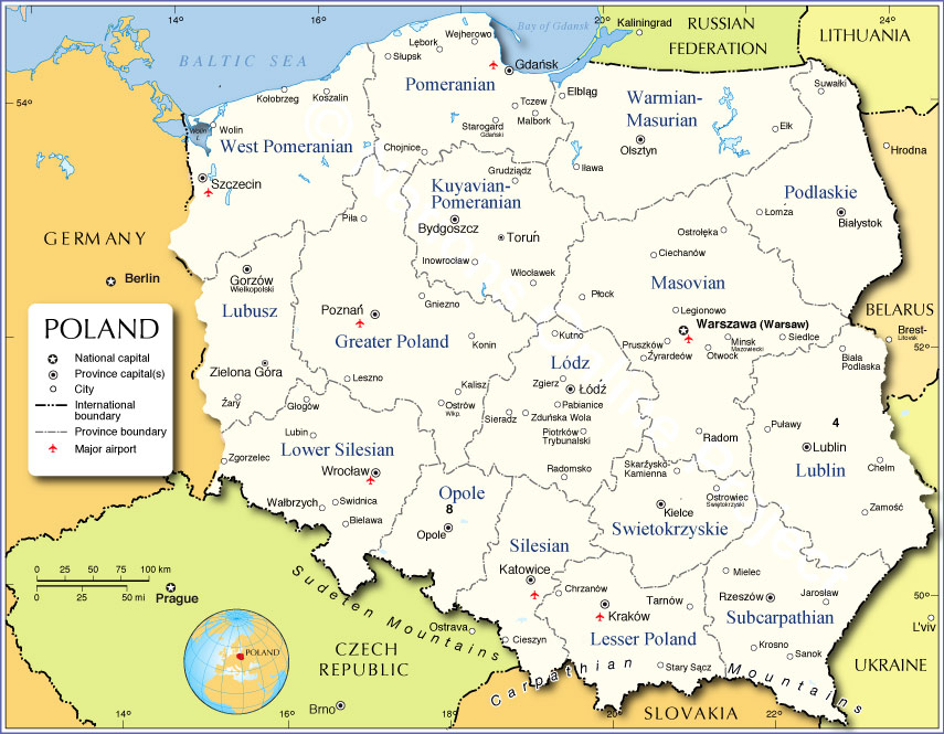 Administrative Map of Poland - Nations Online Project
