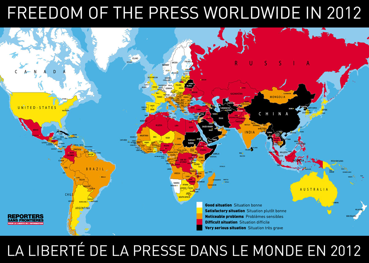 world map of press freedom