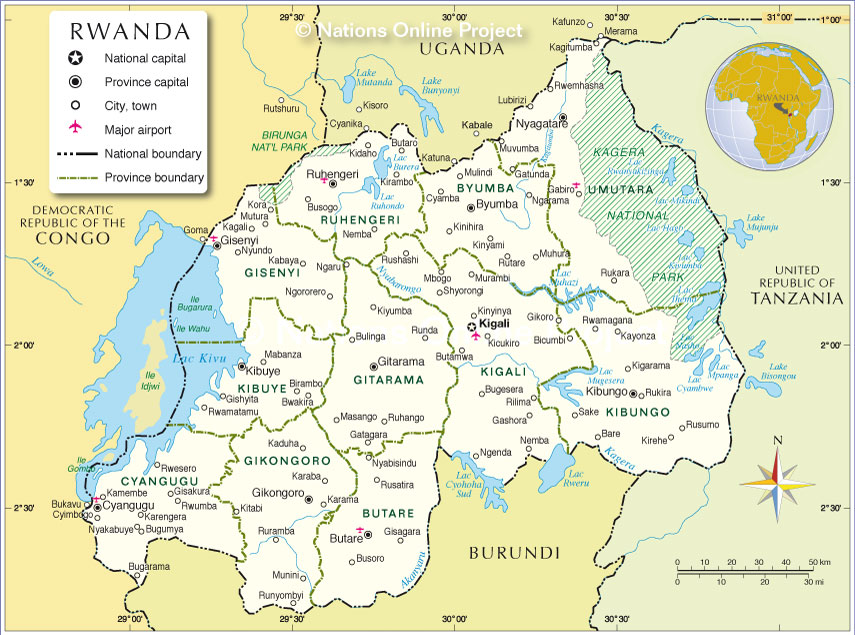 Administrative Map of Rwanda
