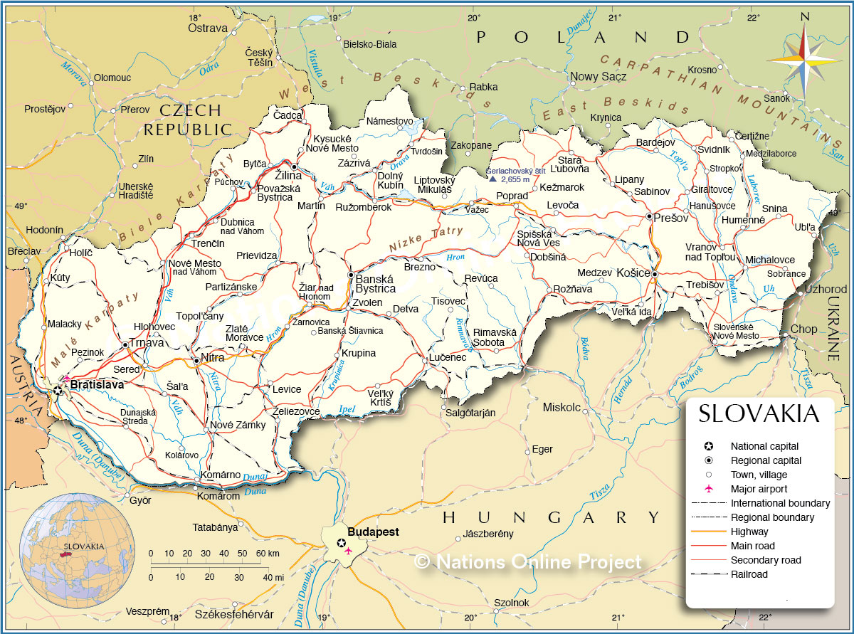 Slowakei Fluss Karte