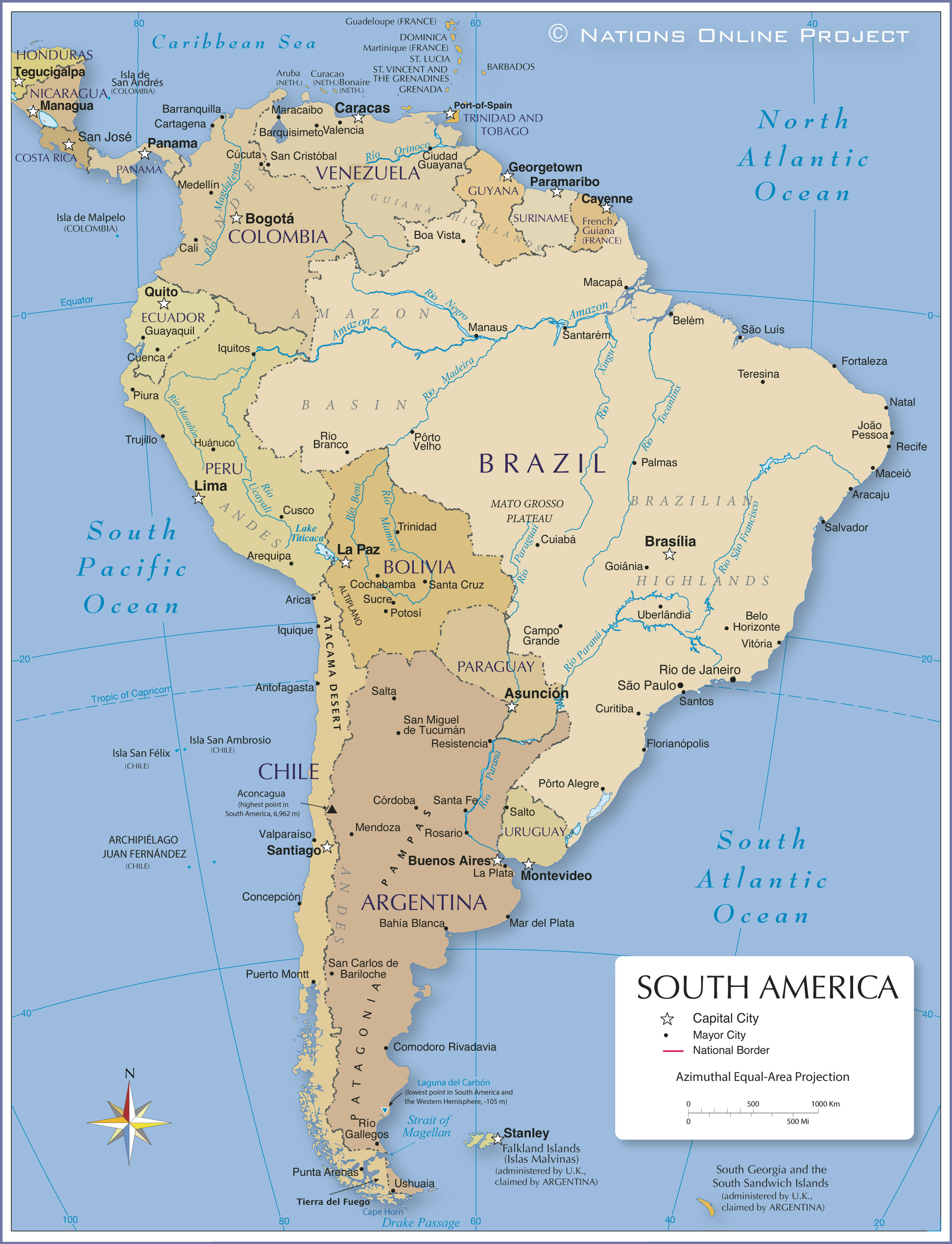 Political Map of South America (1200 px)   Nations Online Project