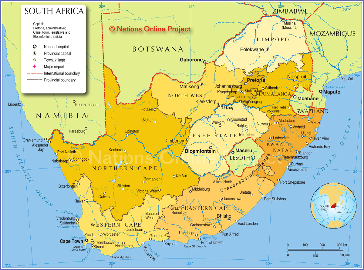 Map of South Africa Provinces - Nations Online Project