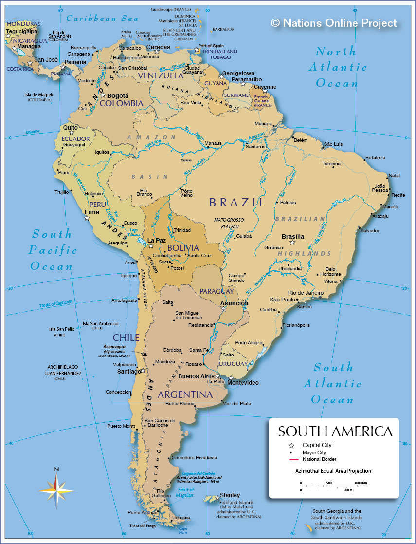 Map Of South America Nations Online Project