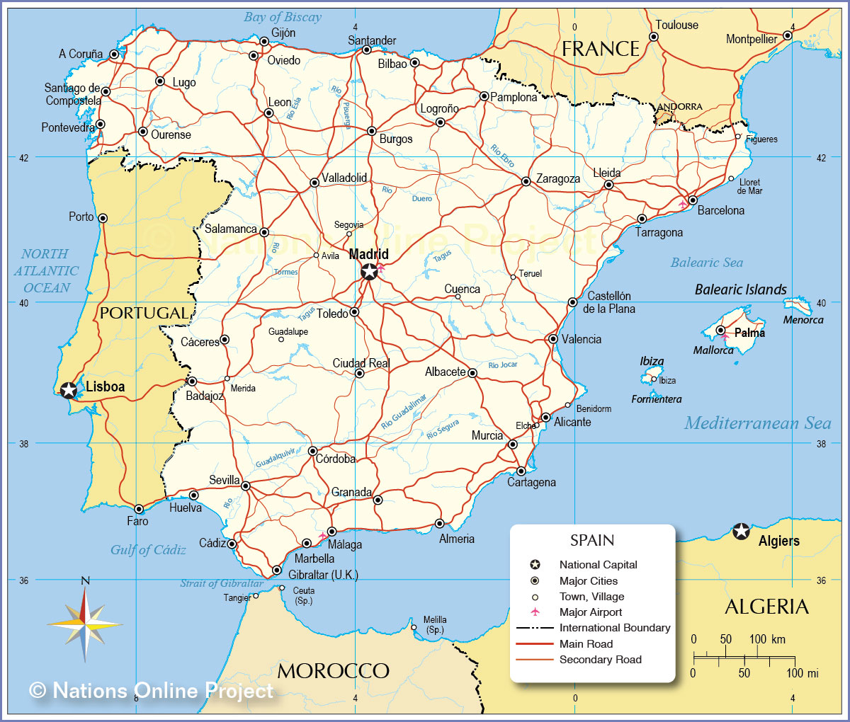 spain map ~ Map of World Map