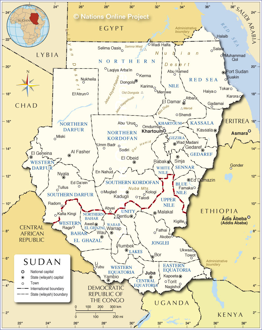 Administrative Map Of Sudan Nations Online Project