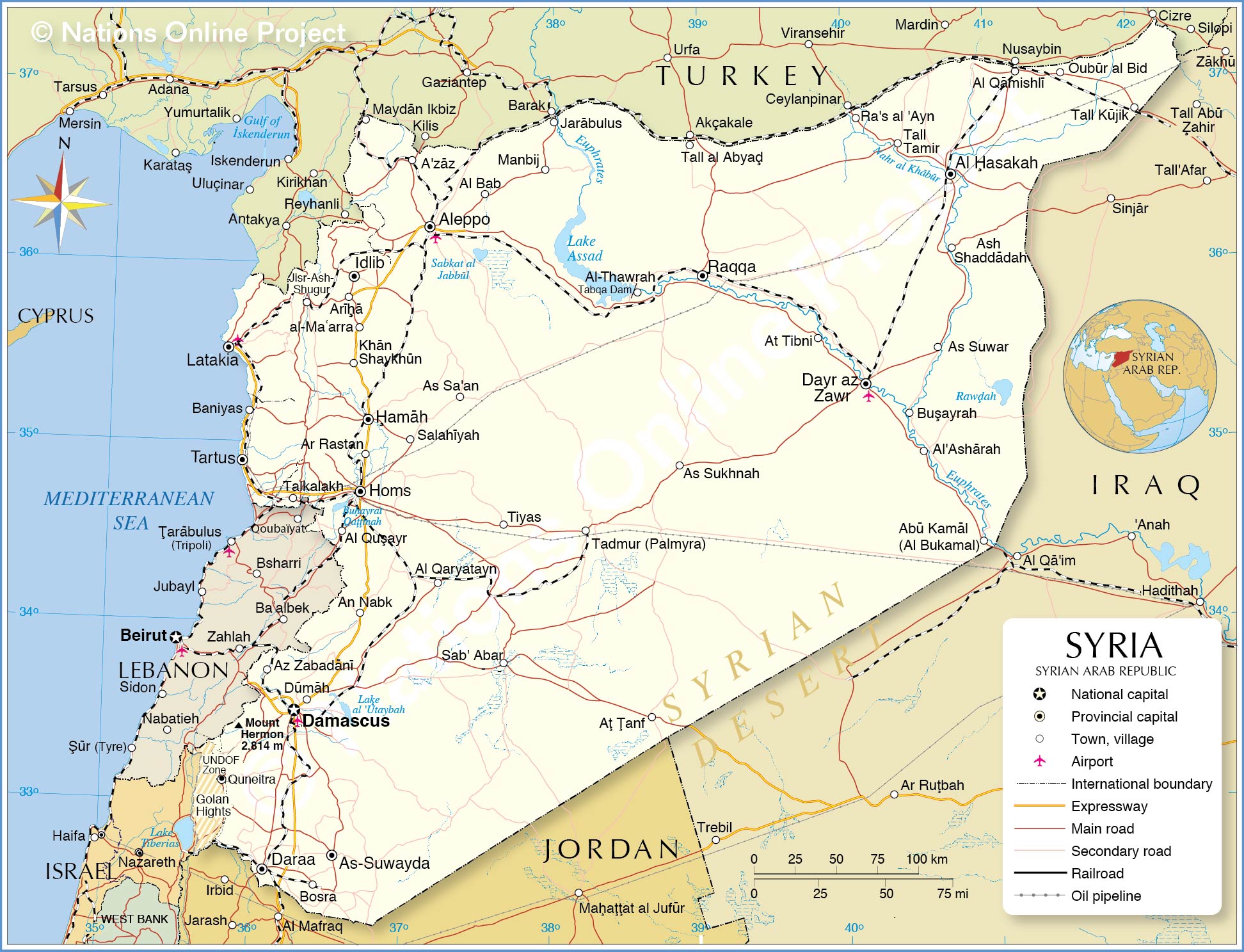 Political Map of Syria - Nations Online Project