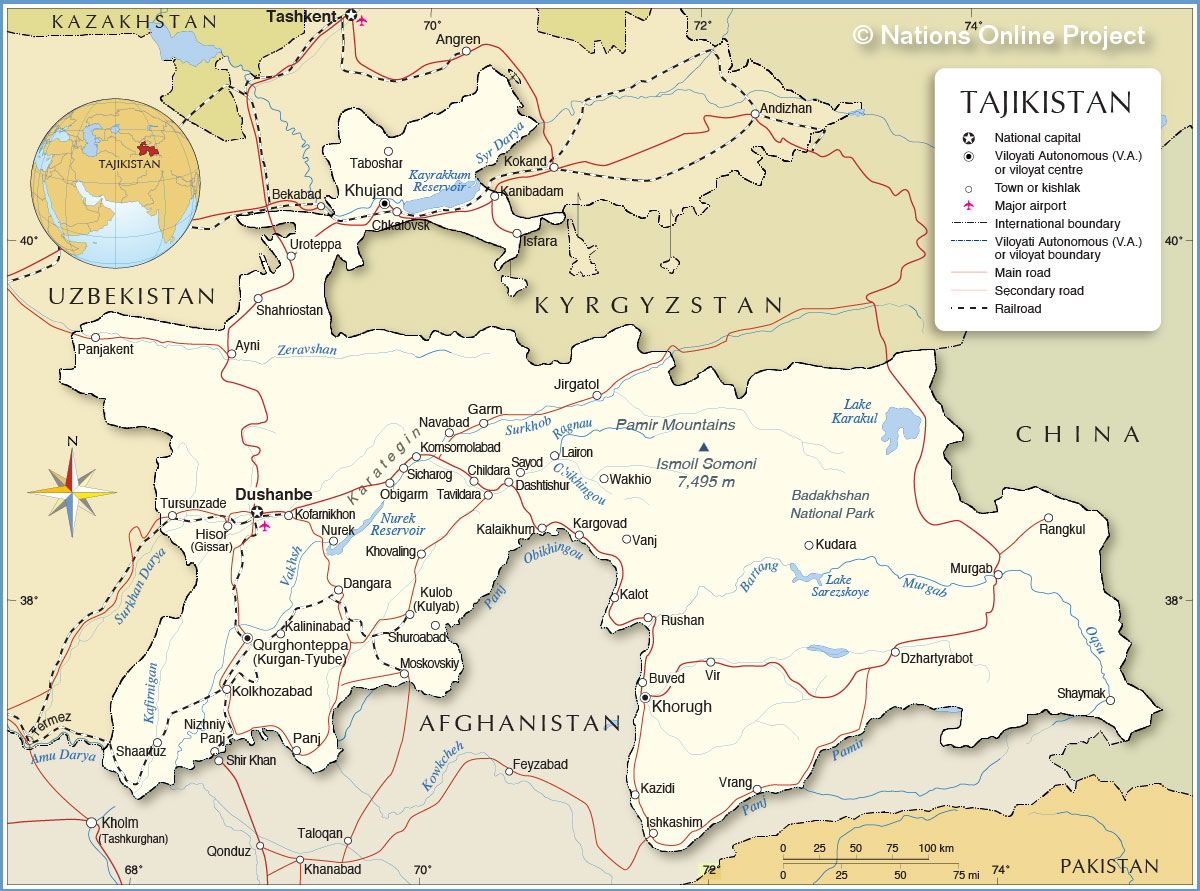 Political Map of Tajikistan - Nations Online Project