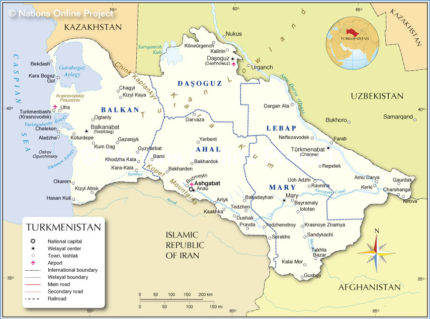 Administrative Map of Turkmenistan