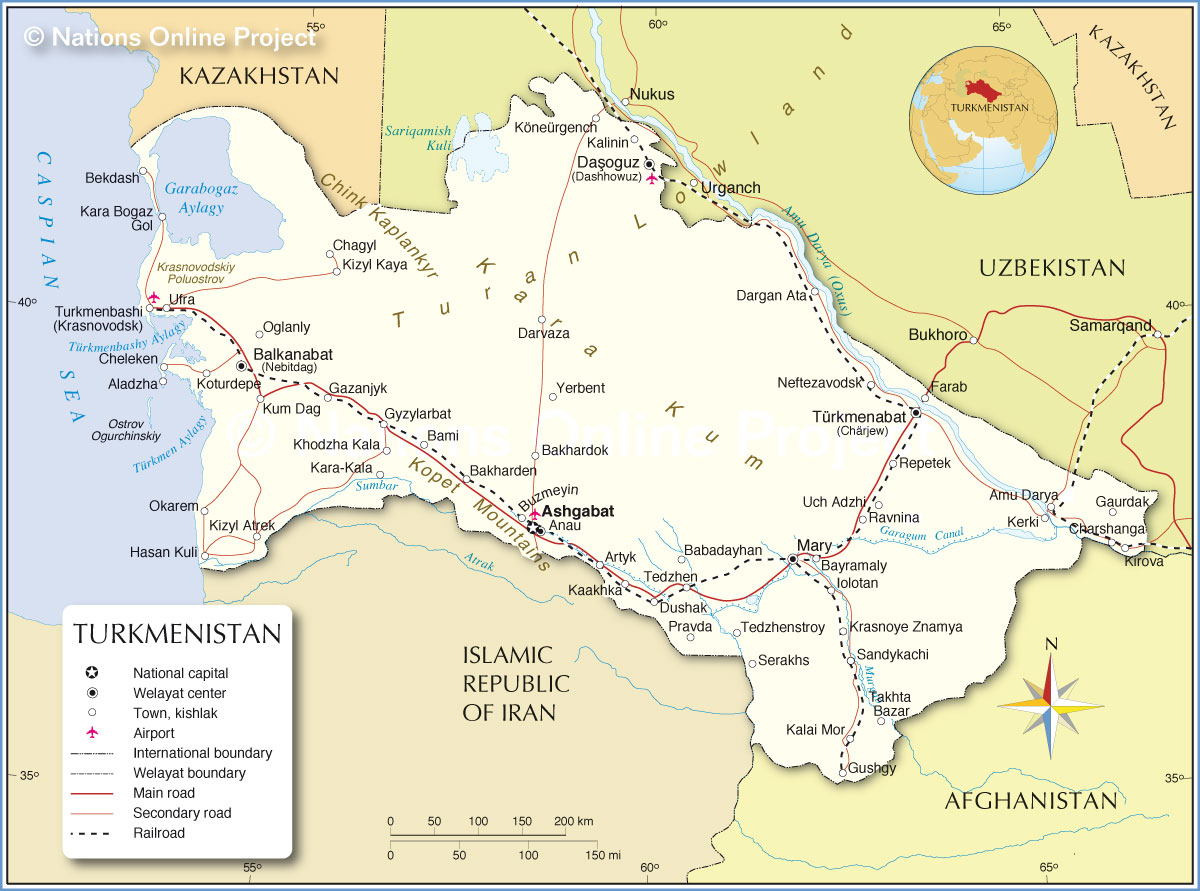 Political Map of Turkmenistan - Nations Online Project