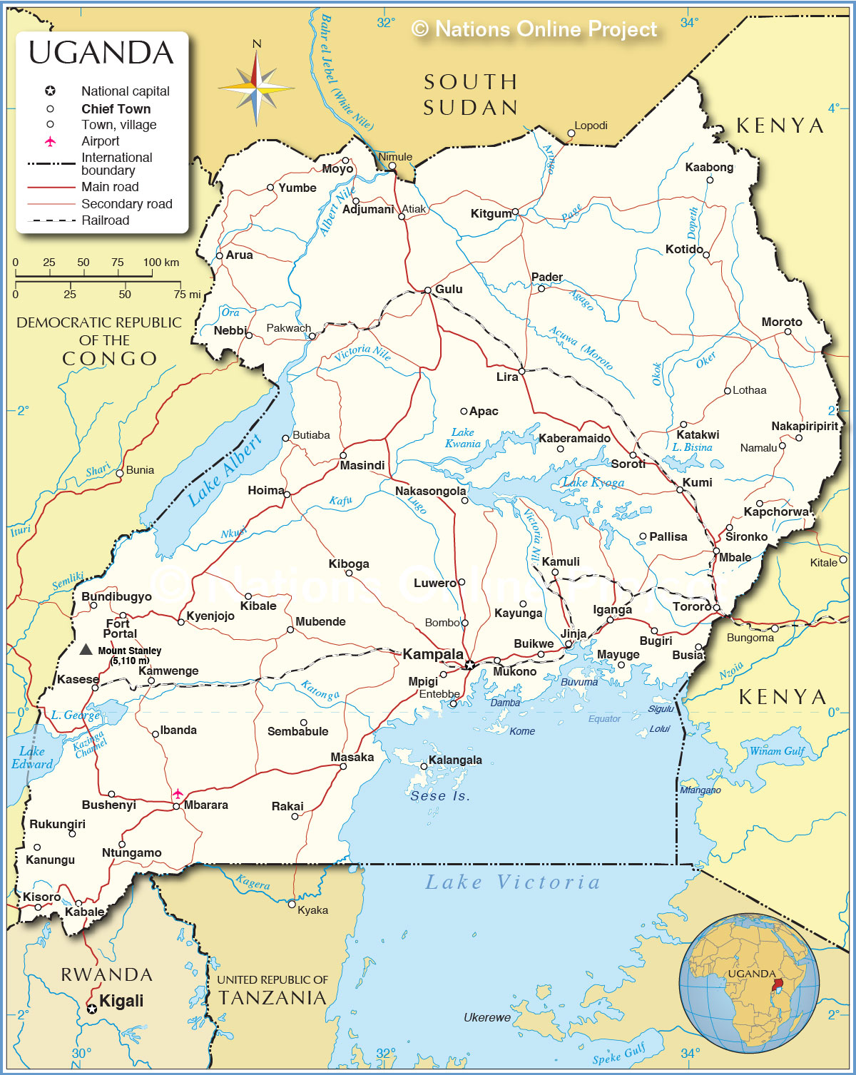 Political Map Of Uganda Nations Online Project