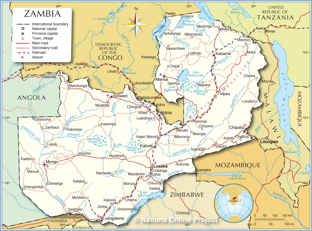 Political Map of Zambia
