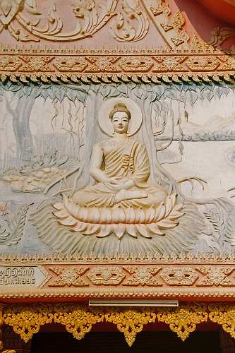 Savannakhet_04 Buddha image on a temple in Savannakhet.