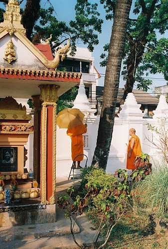 Vientiane_30 Cleaning day at a temple in Vientiane