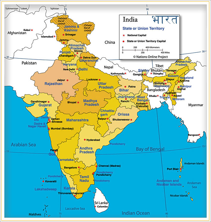 states and capitals of india map India Map Of India S States And Union Territories Nations Online states and capitals of india map