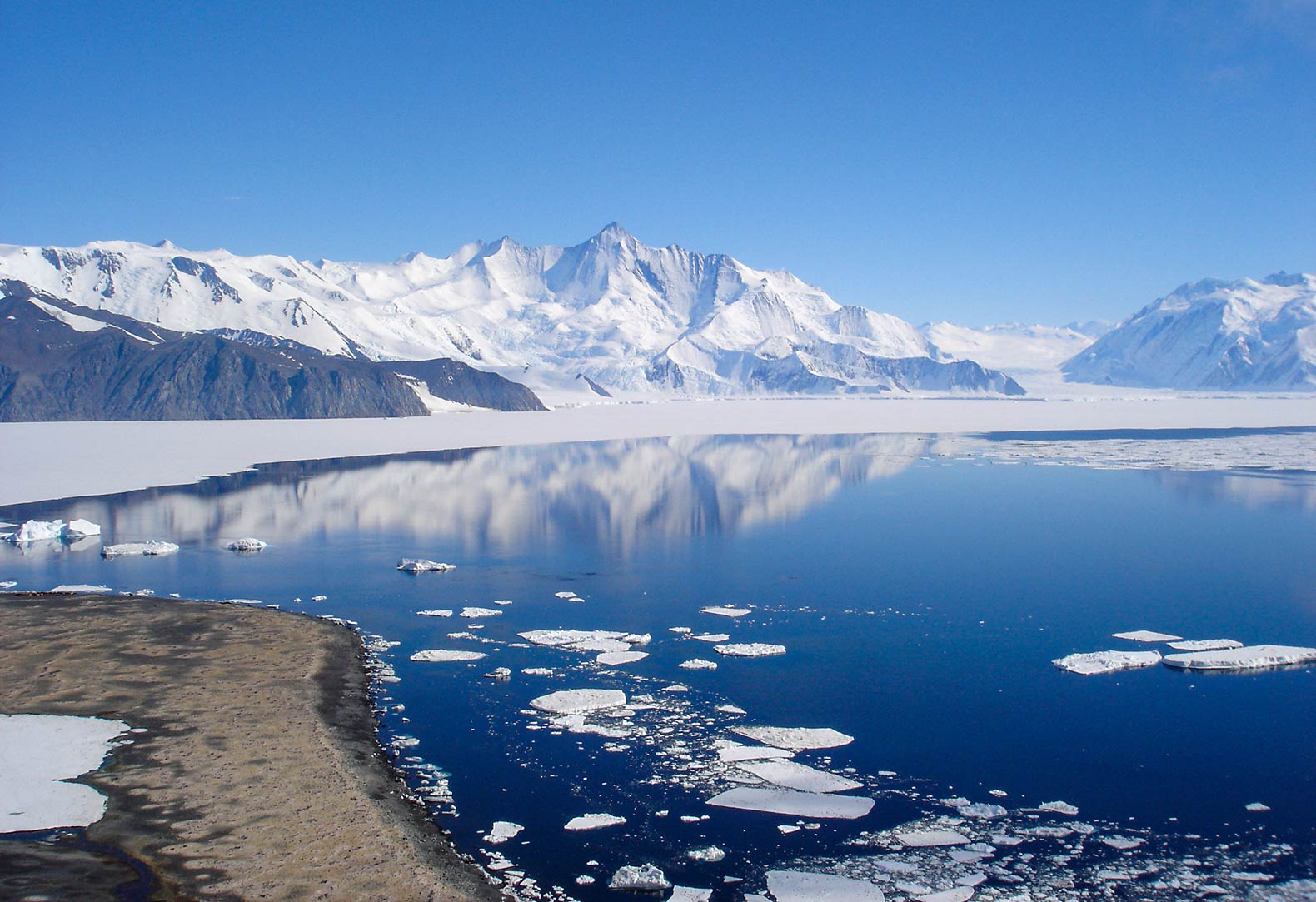 View of Mount Herschel from Cape Hallet in Victoria Land of Antarctica