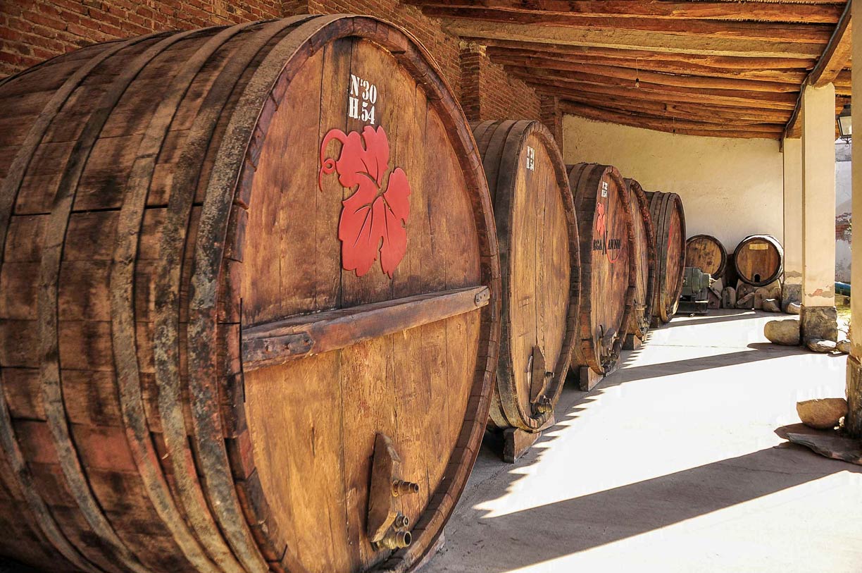 Big wine barrels of Bodega Nanni in Cafayete, Argentina.