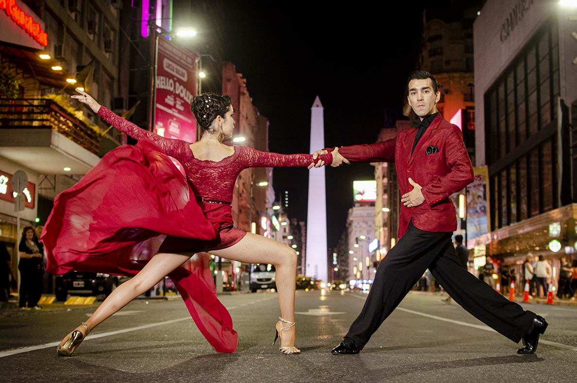 Argentine tango street dancers in Buenos Aires.