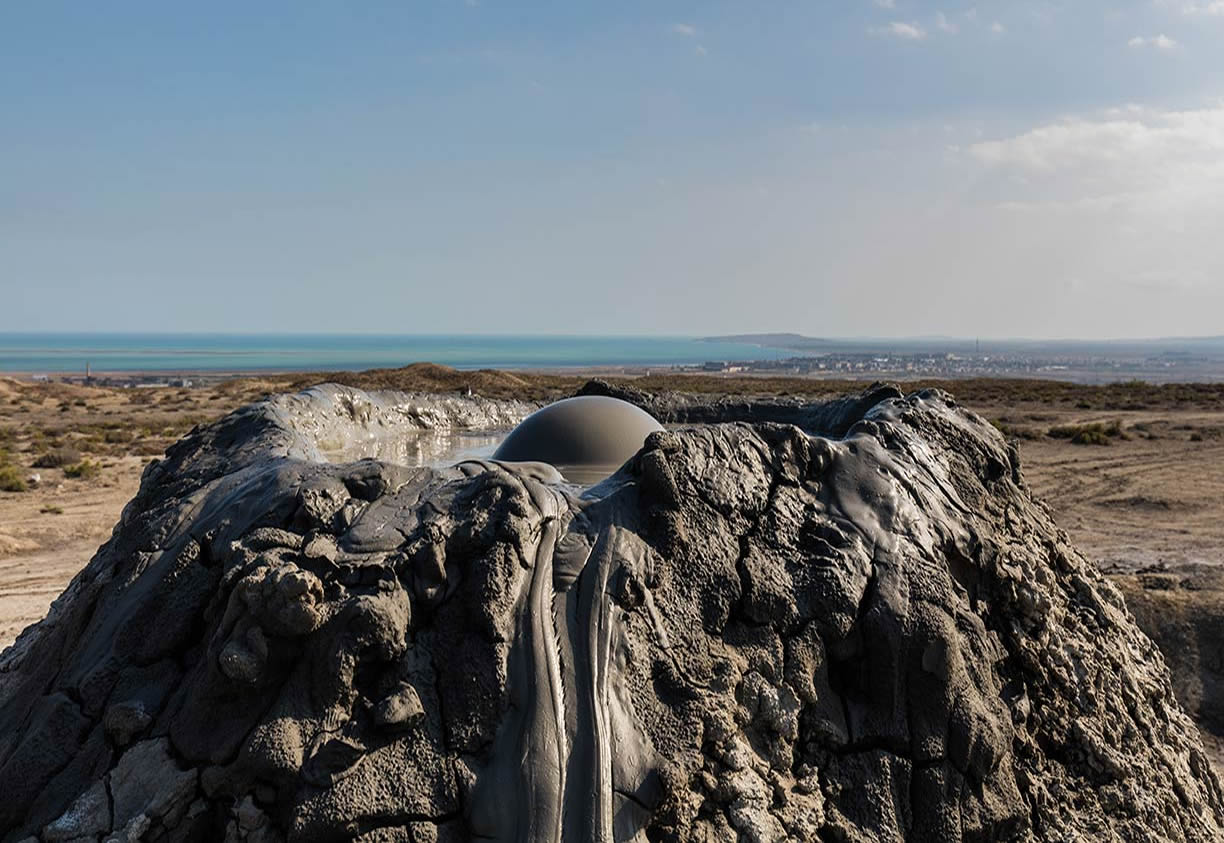 A mud volcanoes in Qobutan National Reserve of Azerbaijan