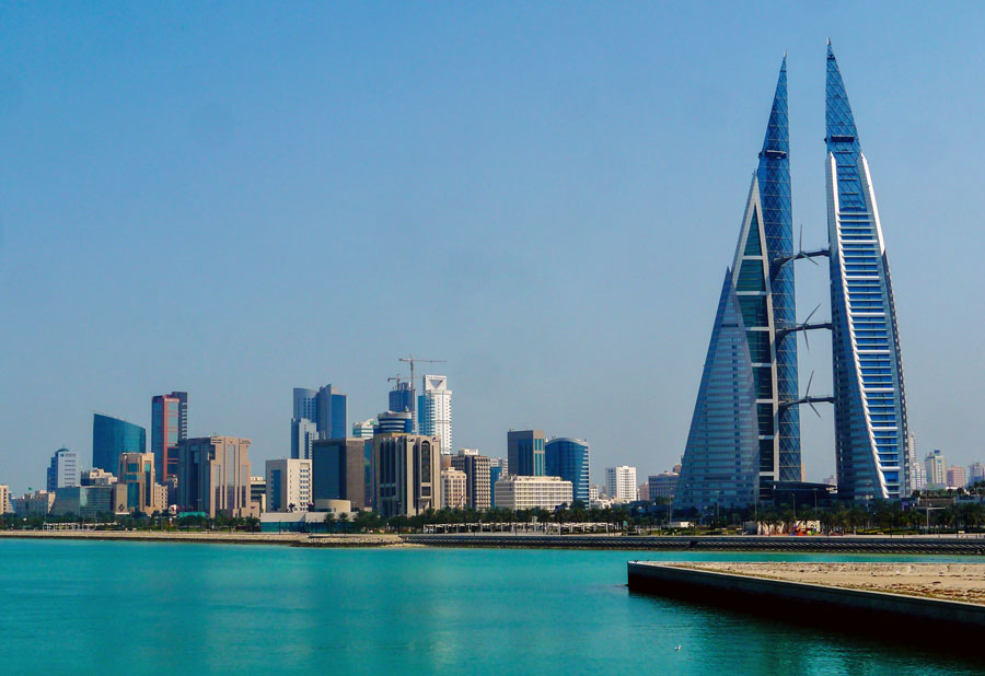 Skyline of Manama with Bahrain World Trade Center