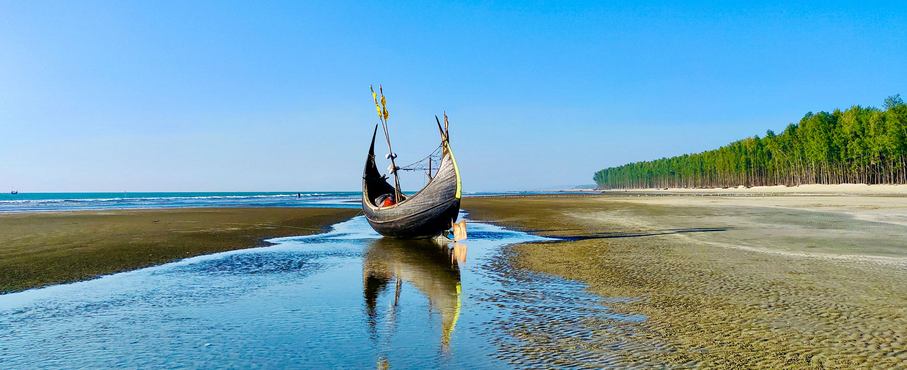 Fishing boats at Inani Beach of Cox's Bazar