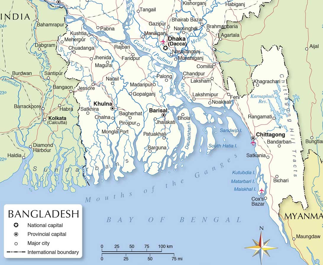 Bangladesh political map detail