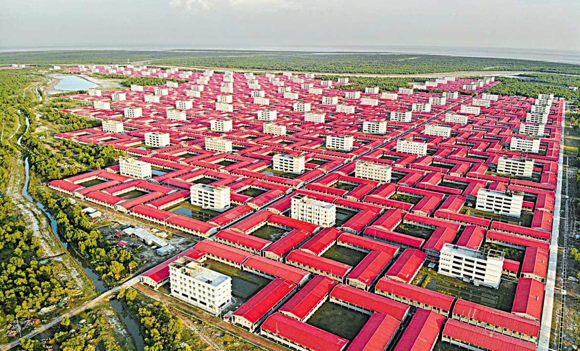 Aerial view of  Rohingyas housing facilities on Bhasan Char island