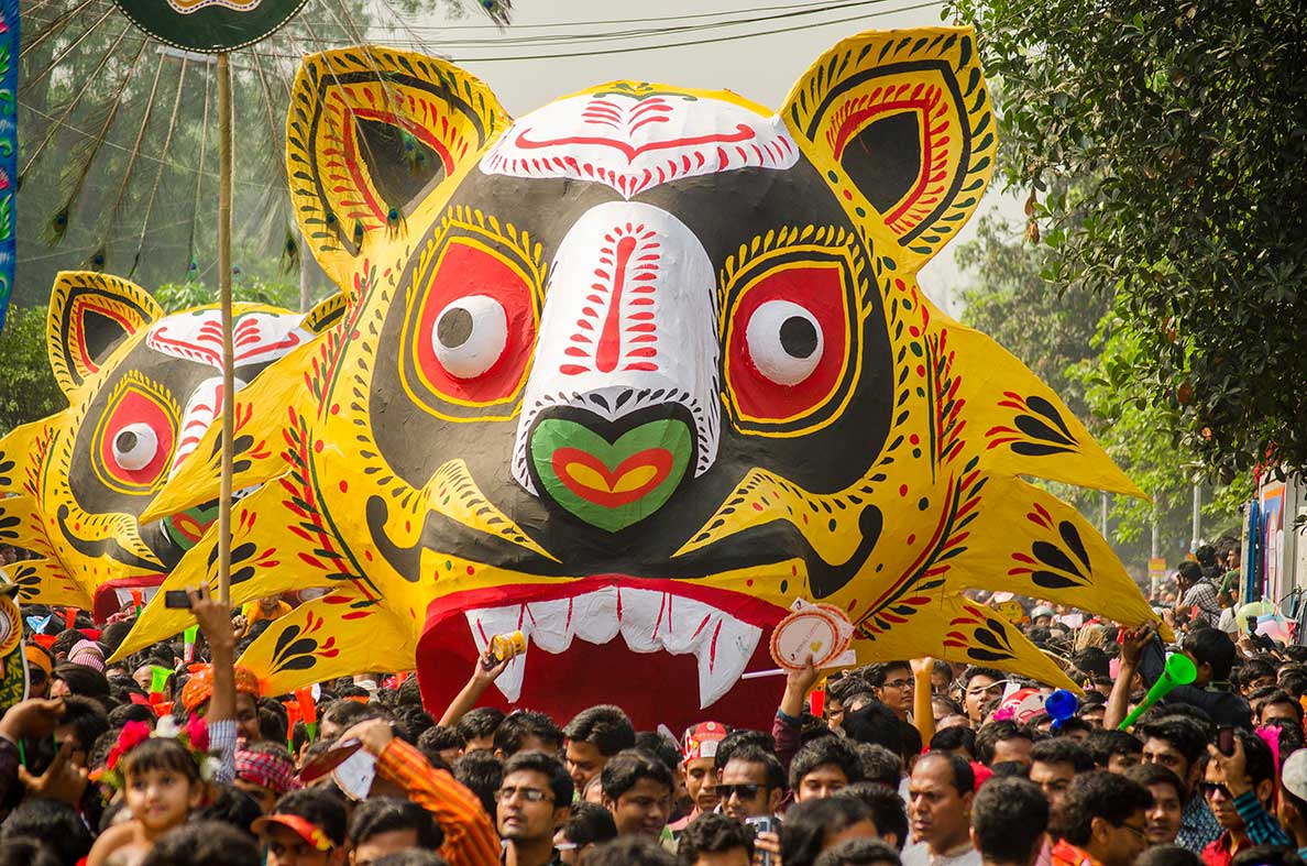 Floats at Mangal Shobhajatra in Dhaka, Bangladesh