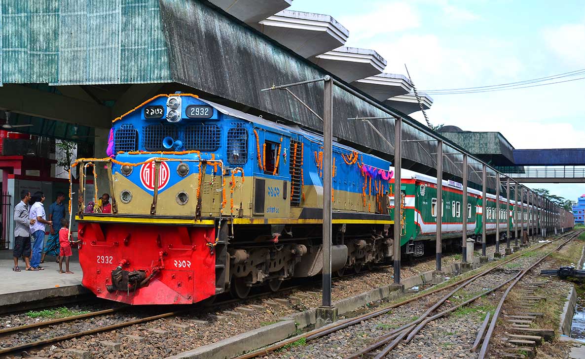 Parabat Express train in Sylhet Railway Station in northeast Bangladesh
