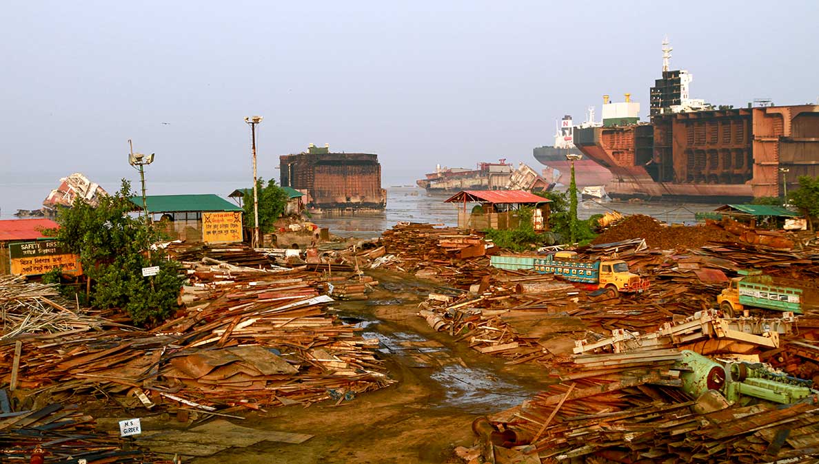 Ship breaking at Chittagong beach, Bangladesh