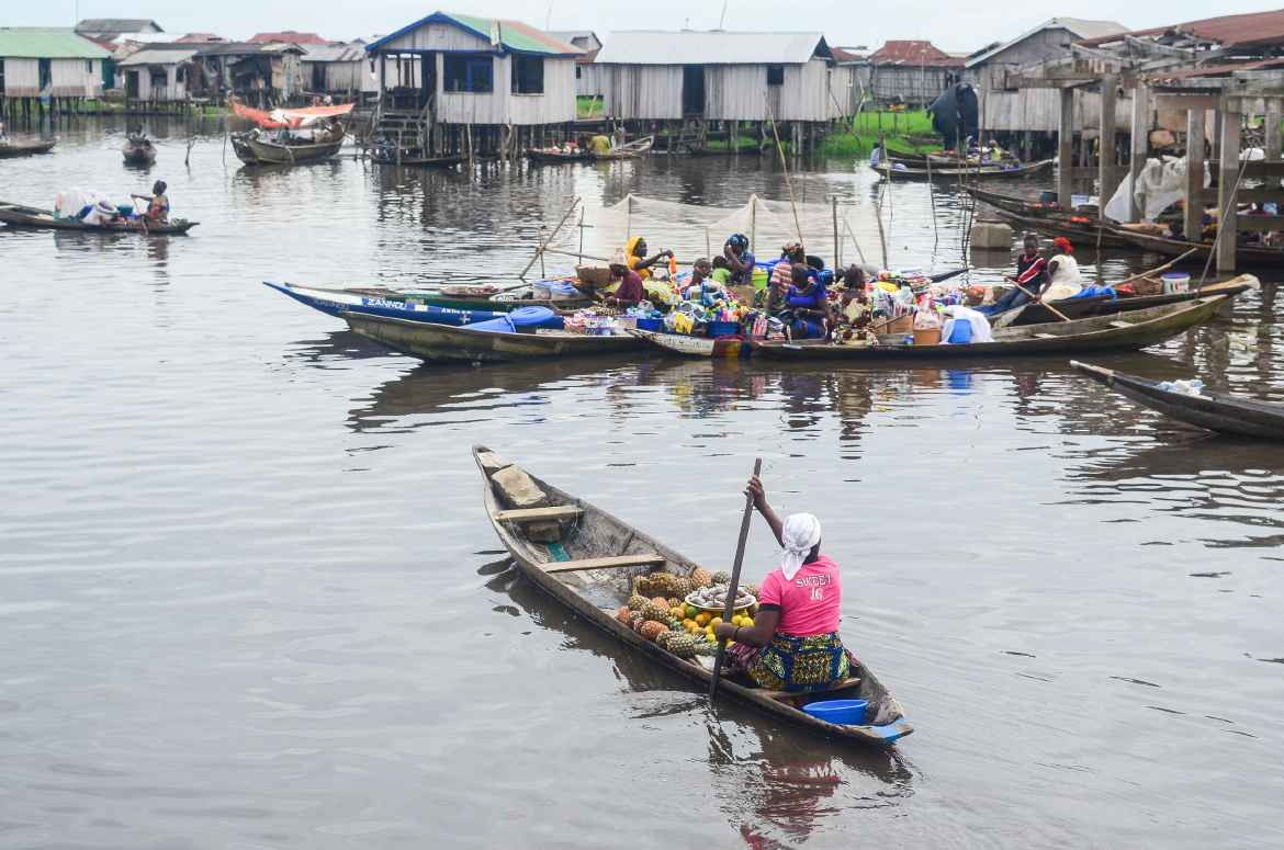 Fisher boats in Lake Nokoué near Ganvié, Benin