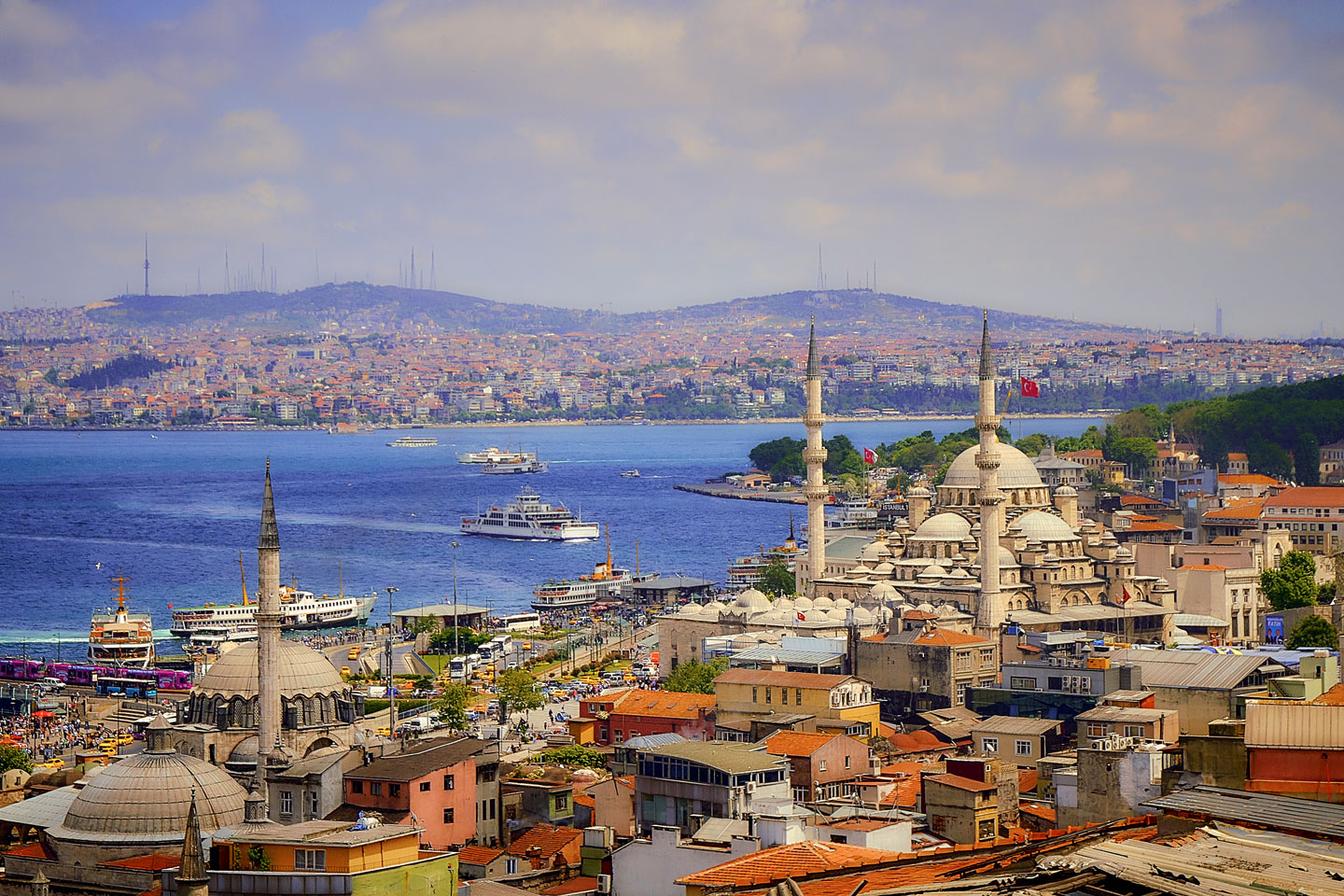 Istanbul on the Bosphorus with the Yeni Cami Mosque