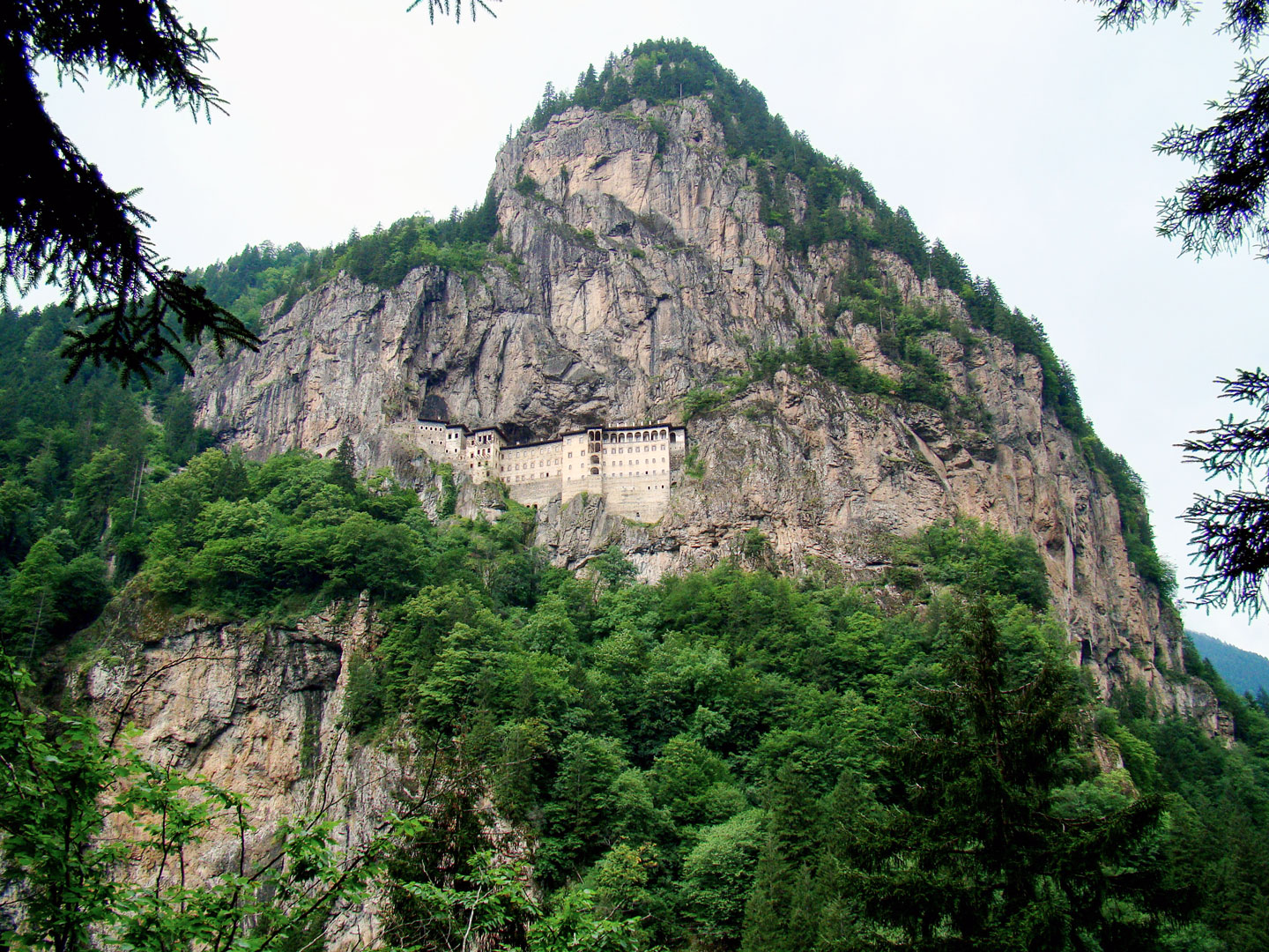 Sumela Monastery on a cliff in the eastern part of the Pontic Mountains, Turkey.