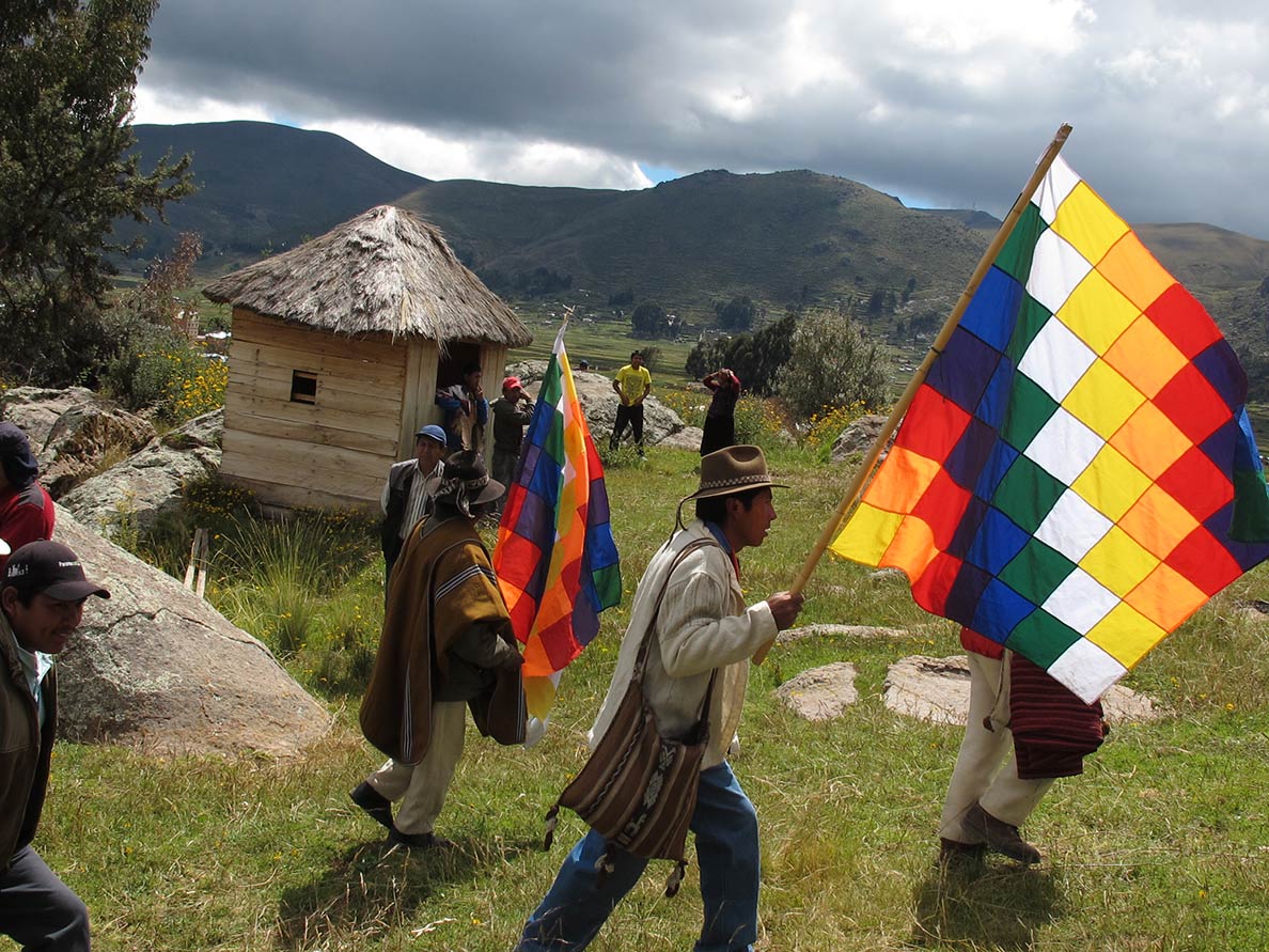 Aymara ceremony in Copacabana at Lake Titicaca in Bolivia