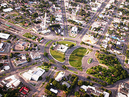 Boa Vista's city center with Civic Center Plaza Joaquim Nabucco, Boa Vista, Roraima, Brazil