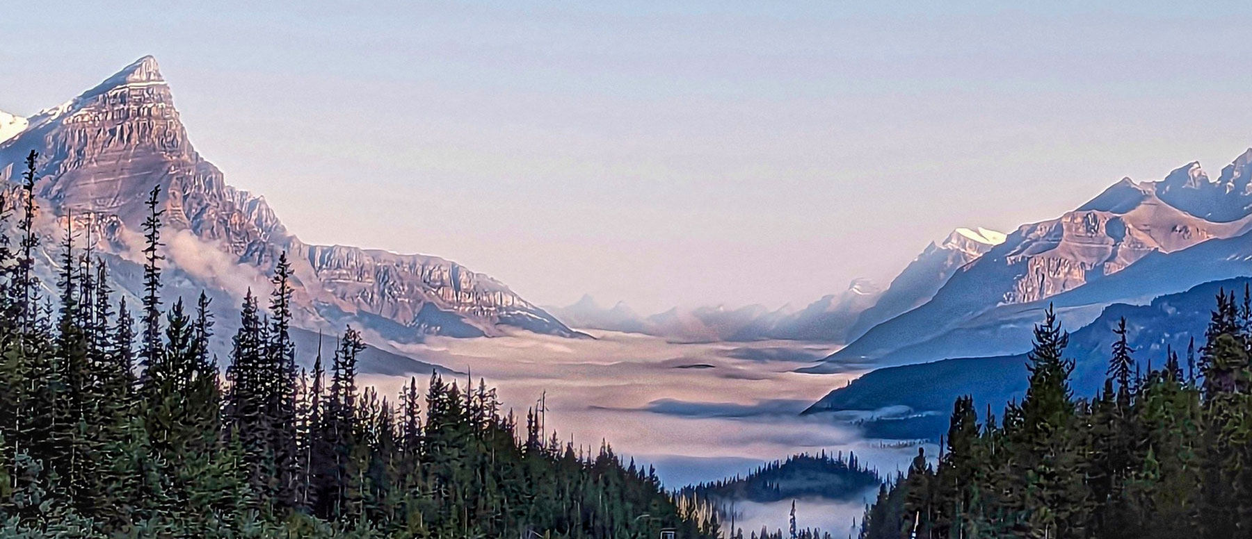 Sea of fog, Icefields Parkway in Alberta, Canada