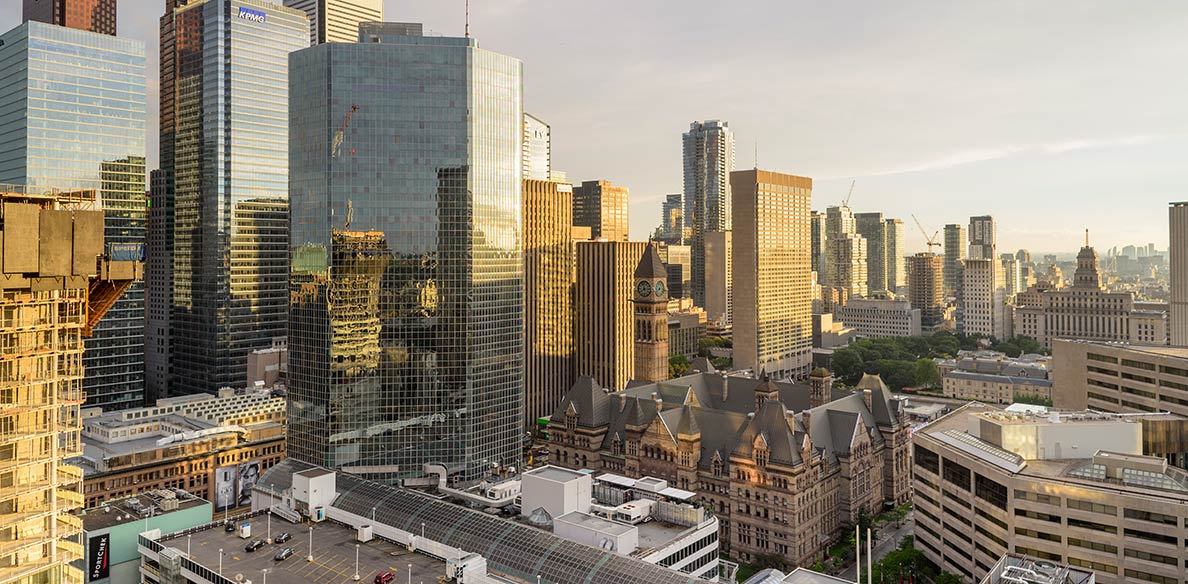 Toronto's Financial District with the old city hall.